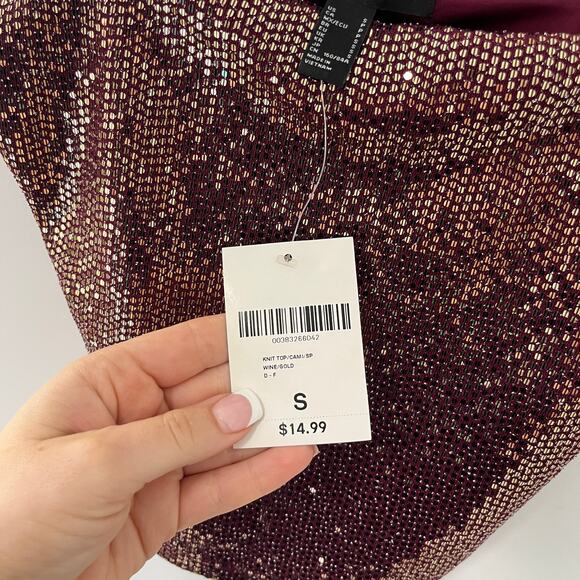 NEW Forever 21 Red Sequin Cropped Tank Size Small - Picture 4 of 7